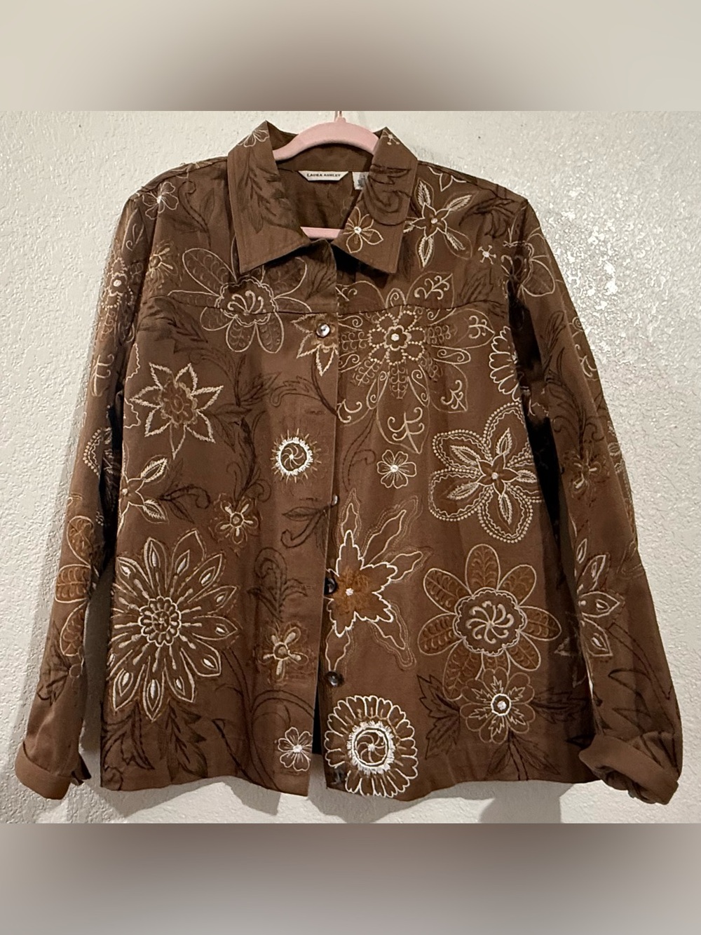 Laura Ashley Brown Floral Button-Front Shirt